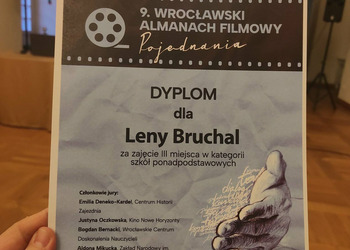 Dyplom za III Nagrodę konkursu 9. Wrocławski Almanach Filmowy